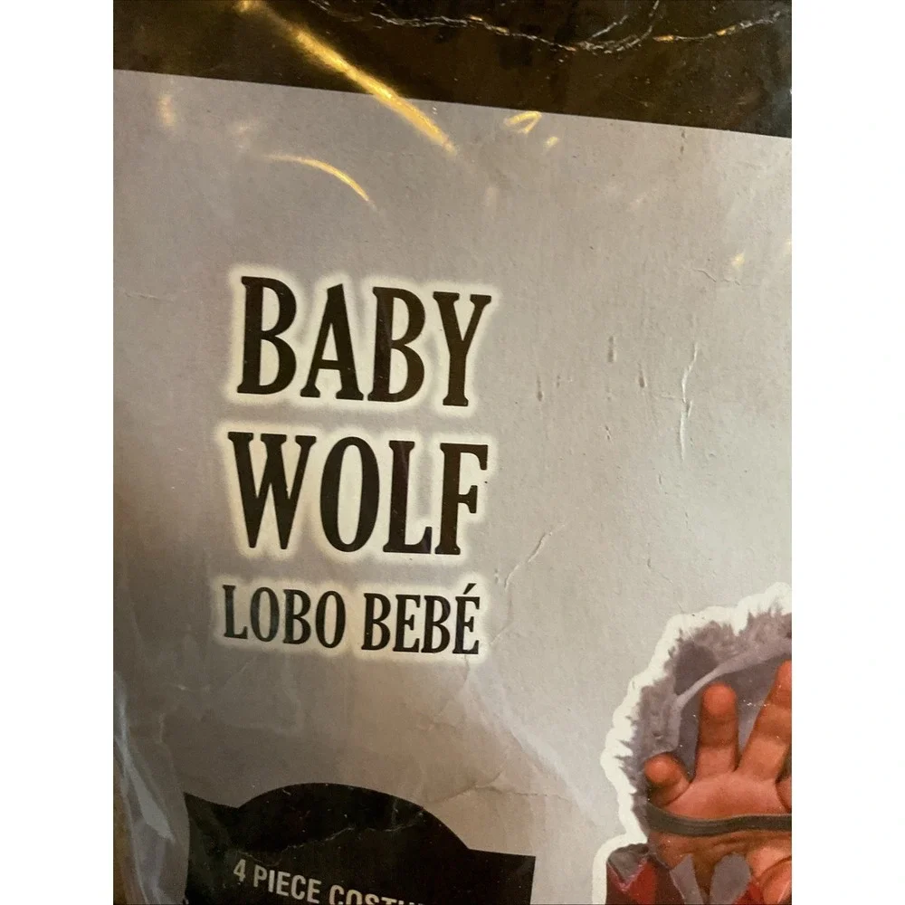 New Baby Wolf Costume Infant Size 0-6‎ Months 4 Piece Hood, Jumpsuit, & Booties